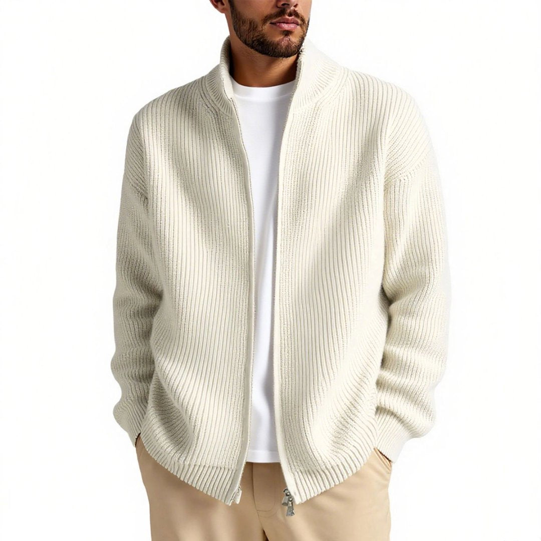 Herren Strickjacke mit hohem Kragen und praktischem Reißverschluss Echoarchiv