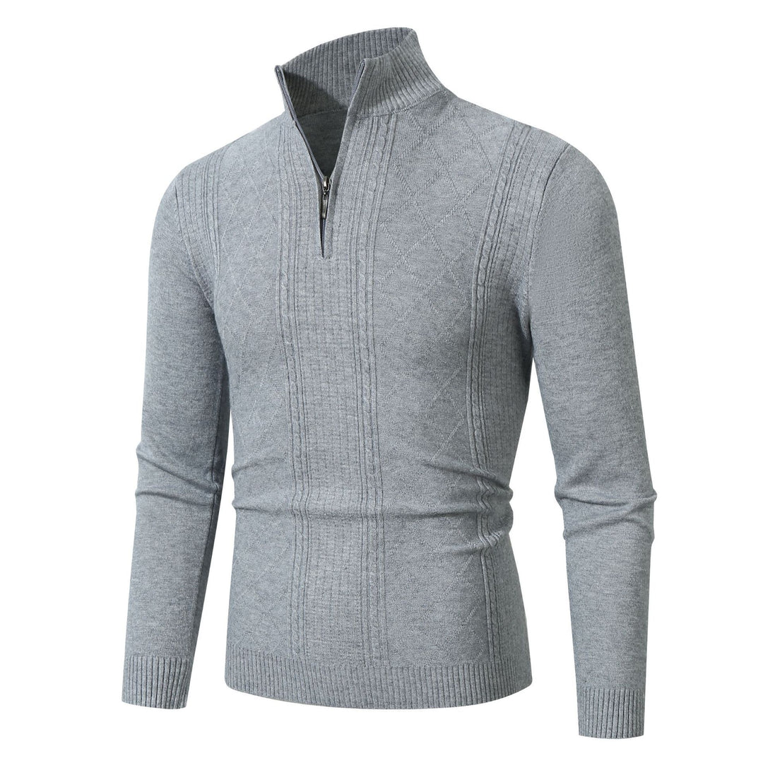 Herren eleganter Strickpullover mit Stehkragen und Reißverschluss Echoarchiv