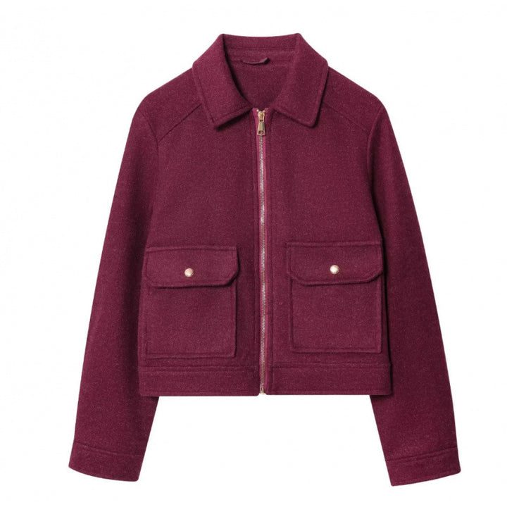 Damen Kurzjacke im Velours‑Optik mit Klapp‑Pattentaschen und durchgehendem Reißverschluss Echo Archiv