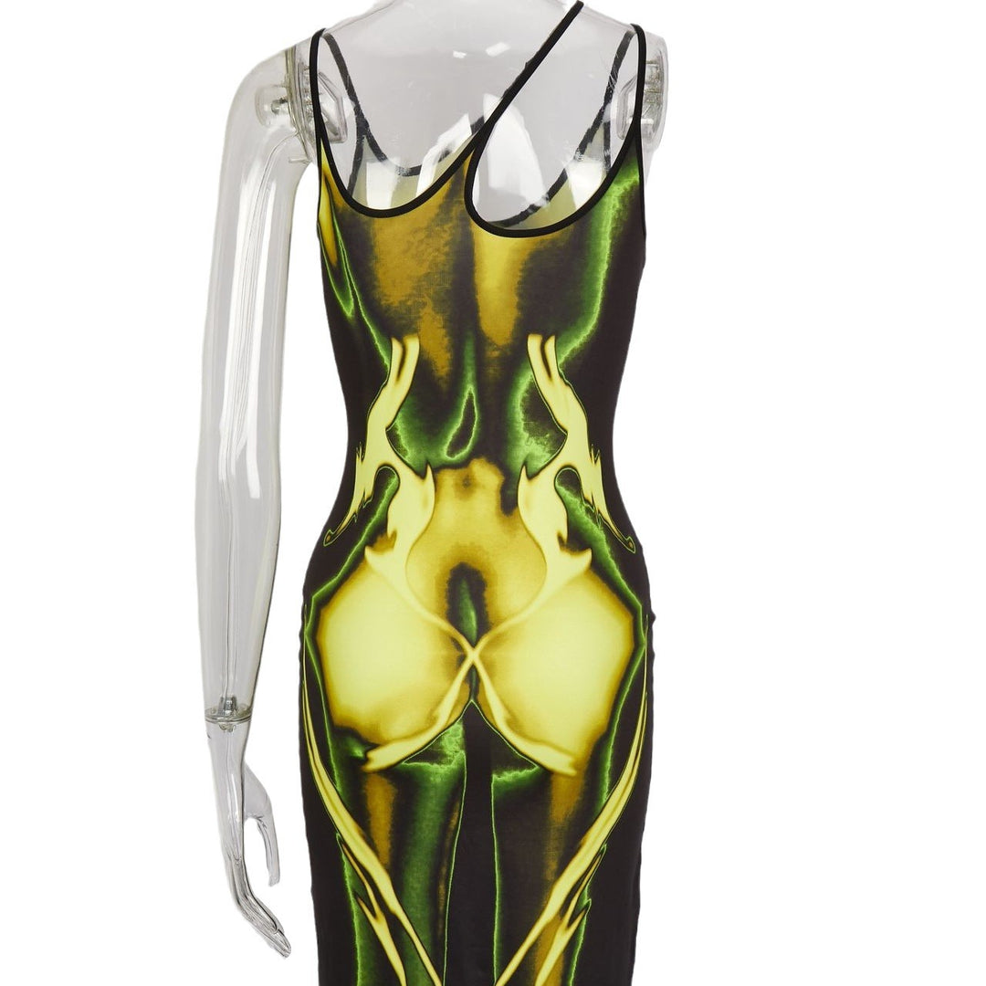 Damen Körperbetontes Kleid mit einzigartigem Grafikdesign Echo Archiv