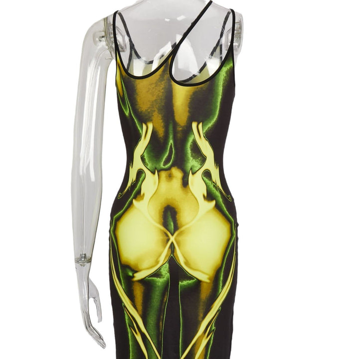 Damen Körperbetontes Kleid mit einzigartigem Grafikdesign Echo Archiv
