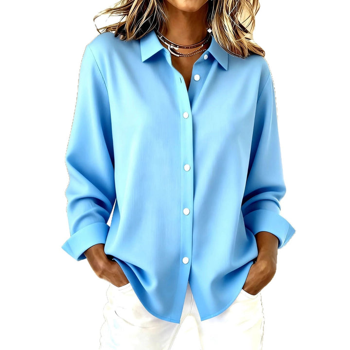 Damen Oversize-Bluse mit klassischem Kragen und verdeckter Knopfleiste – Élovi
