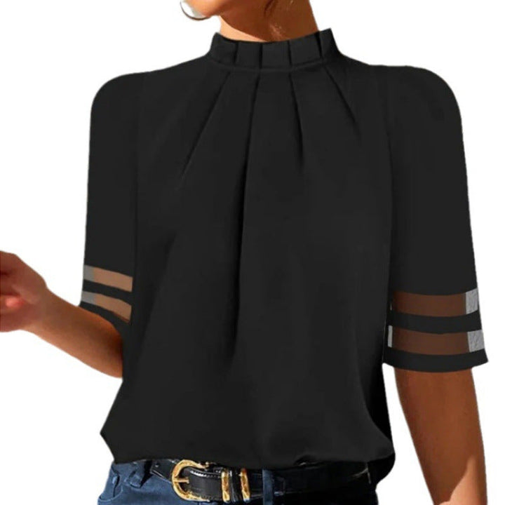 Damen elegante Bluse mit transparenten Ärmeln Echoarchiv