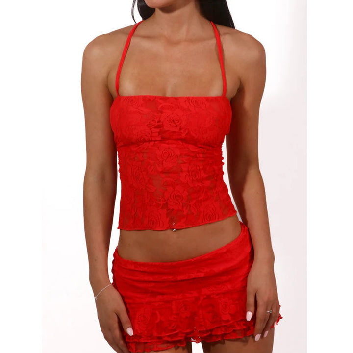 Damen Spitzencrop-Top mit gewelltem Rock Echo Archiv