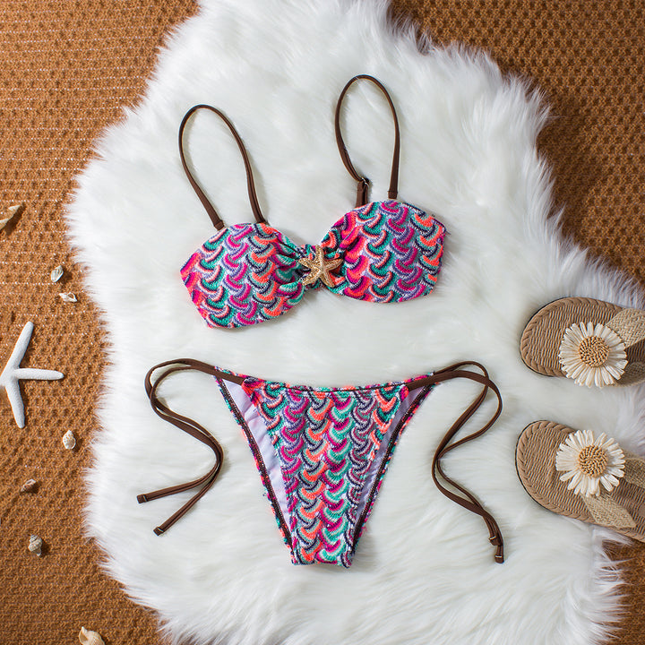 Damen Bandeau-Bikini mit glamourösem Muschelmuster Echo Archiv