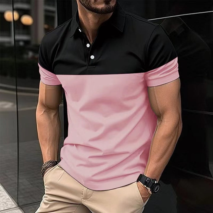 Herren Polo-Shirt mit moderner Farbblockgestaltung Echoarchiv