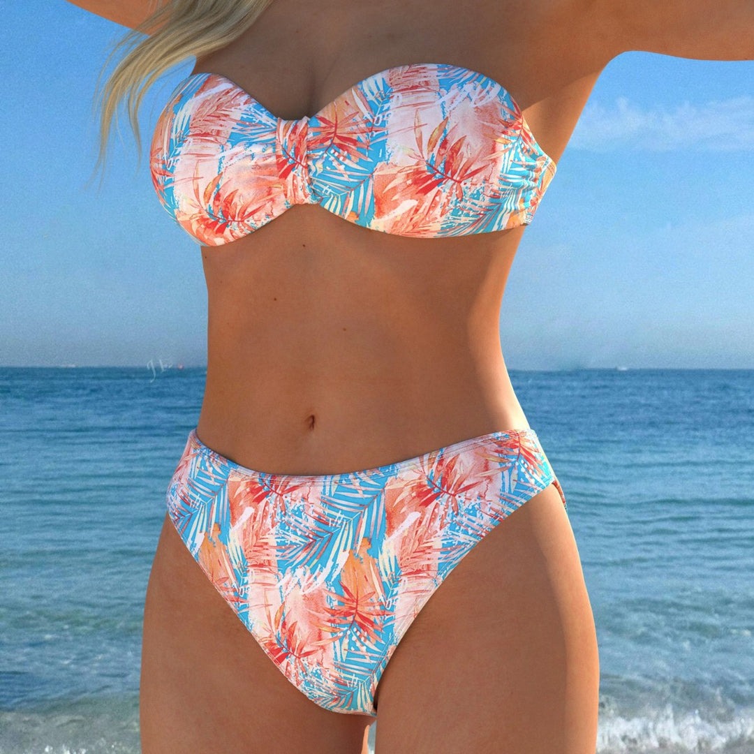 Damen Wickel-Bikini-Set mit floralem Design und hohem Bund Echo Archiv