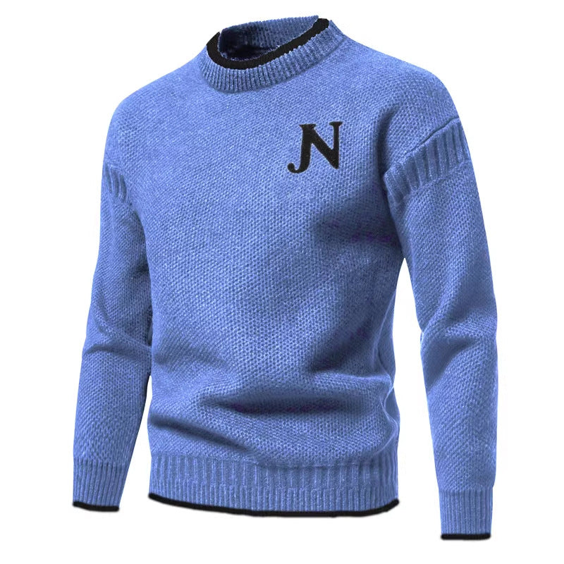 Herren Strukturierter Strickpullover mit Rundhalsausschnitt Echoarchiv