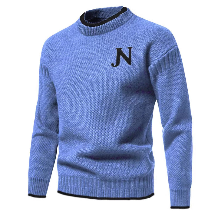 Herren Strukturierter Strickpullover mit Rundhalsausschnitt Echoarchiv