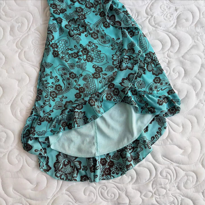 Damen Elegantes bodenlanges Kleid mit floralen Mustern Echo Archiv