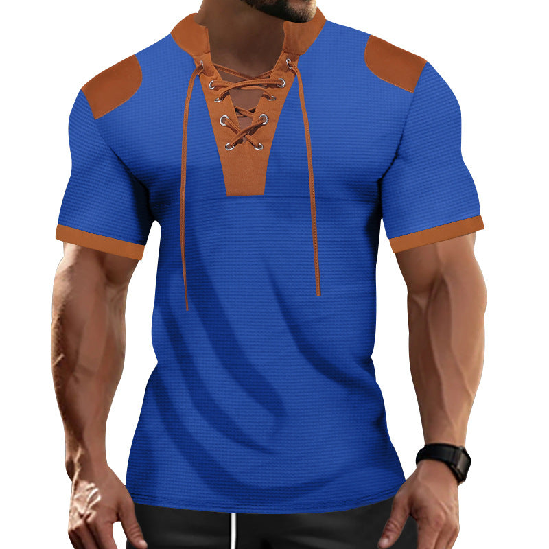 Herren sportliches Kurzarm-Shirt mit modischem Latz Echoarchiv