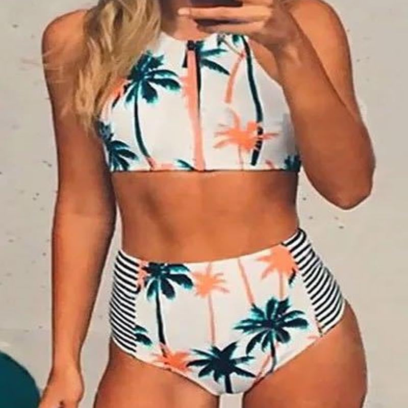 Damen Cropped Badeset mit asymmetrischem Reißverschluss Echo Archiv