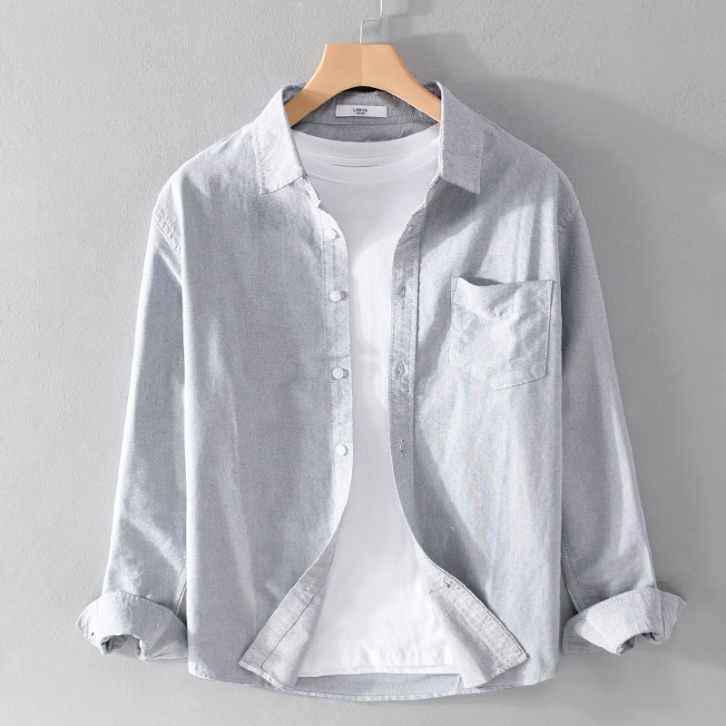 Herren Lässiges Baumwoll-Layering-Overshirt mit Kentkragen, Brusttasche und softem Twill-Finish Echoarchiv