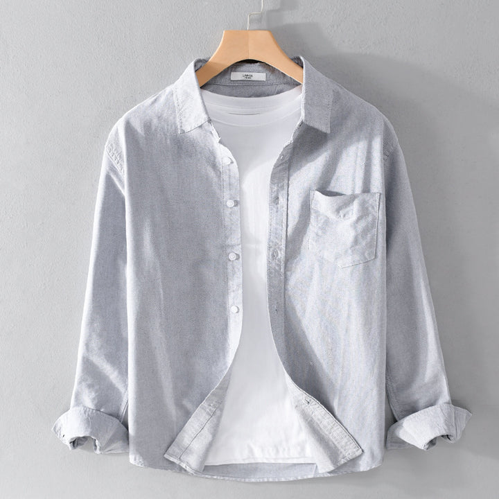 Herren Lässiges Baumwoll-Layering-Overshirt mit Kentkragen, Brusttasche und softem Twill-Finish Echoarchiv