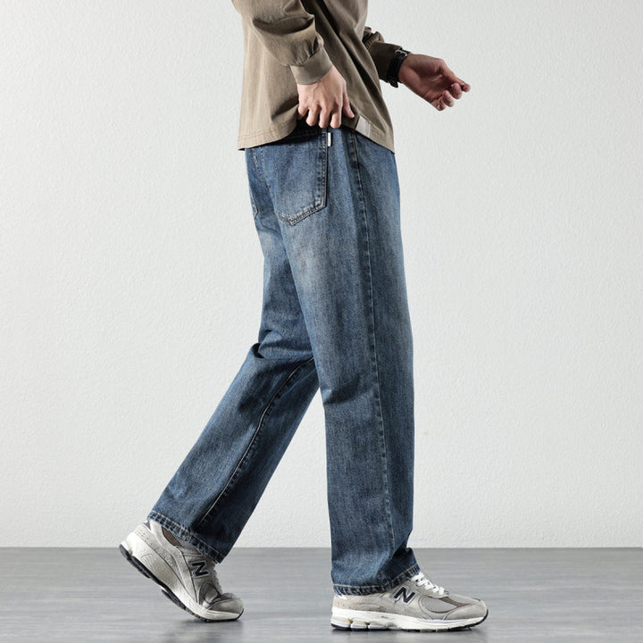 Herren Weite Straight‑Leg Denim-Jeans mit Vintage-Wash und lockerer Passform Echoarchiv