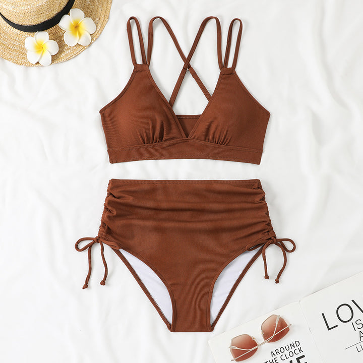 Damen Bikini-Set mit verstellbarem Kreuzträger und hoch geschnittenem Höschen Echo Archiv