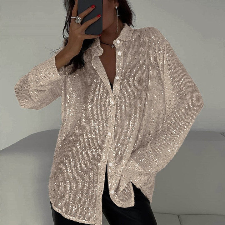 Damen Glitzernde Oversize-Hemdbluse Echoarchiv