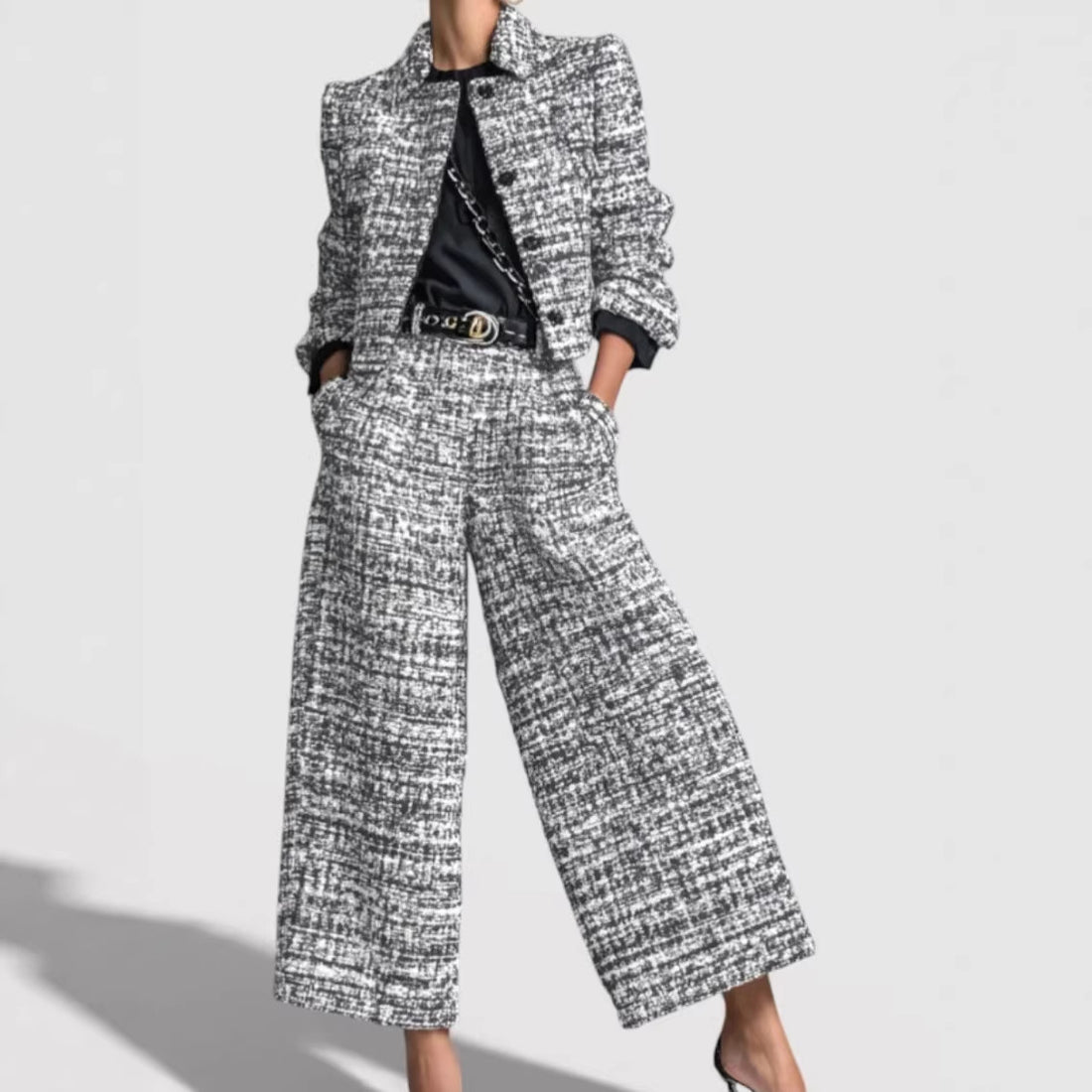 Damen Modernes Tweed-Anzug-Set – Élanora