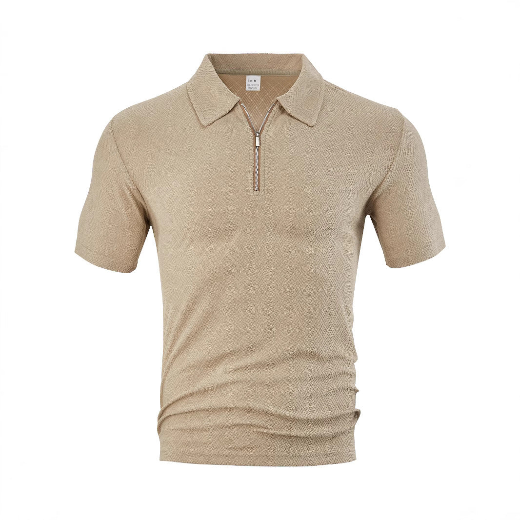 Herren Poloshirt mit innovativem Reißverschluss und strukturiertem Gewebe Echoarchiv