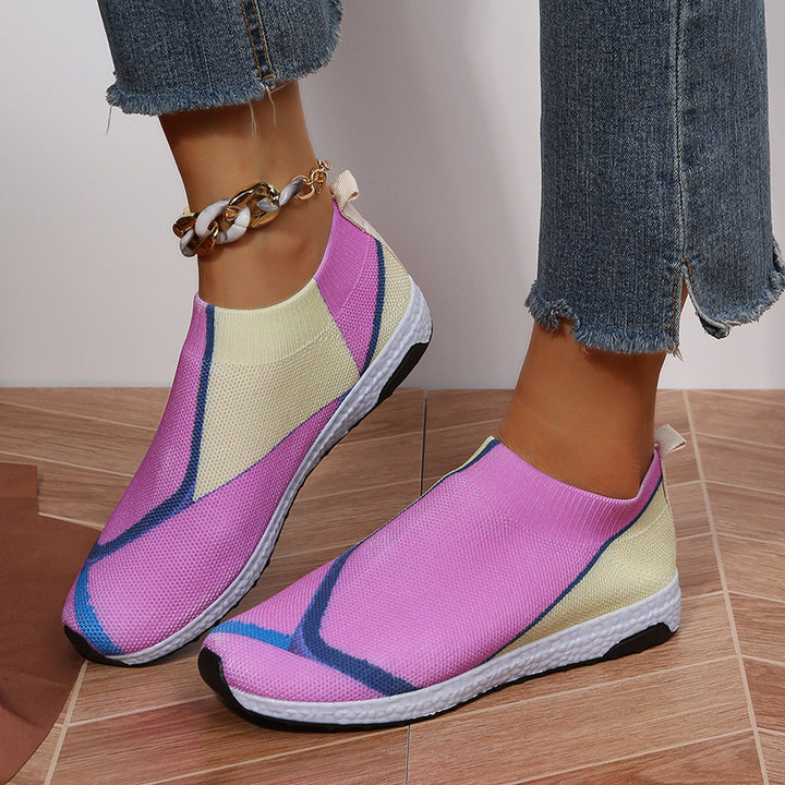 Damen Leichte Strick-Slipper-Sneaker ohne Schnürung mit atmungsaktivem Mesh und gedämpfter Plateausohle – Lioré