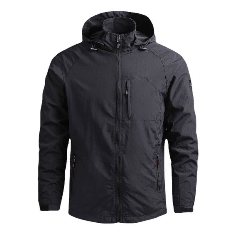 Herren Leichte wind- und wasserabweisende Fieldjacke mit Kapuze und funktionaler Brusttasche – Taviero