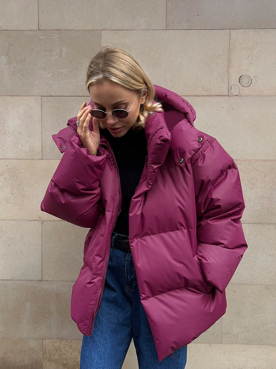 Damen Oversize Steppjacke mit Kapuze und wattierter Thermofüllung Echoarchiv