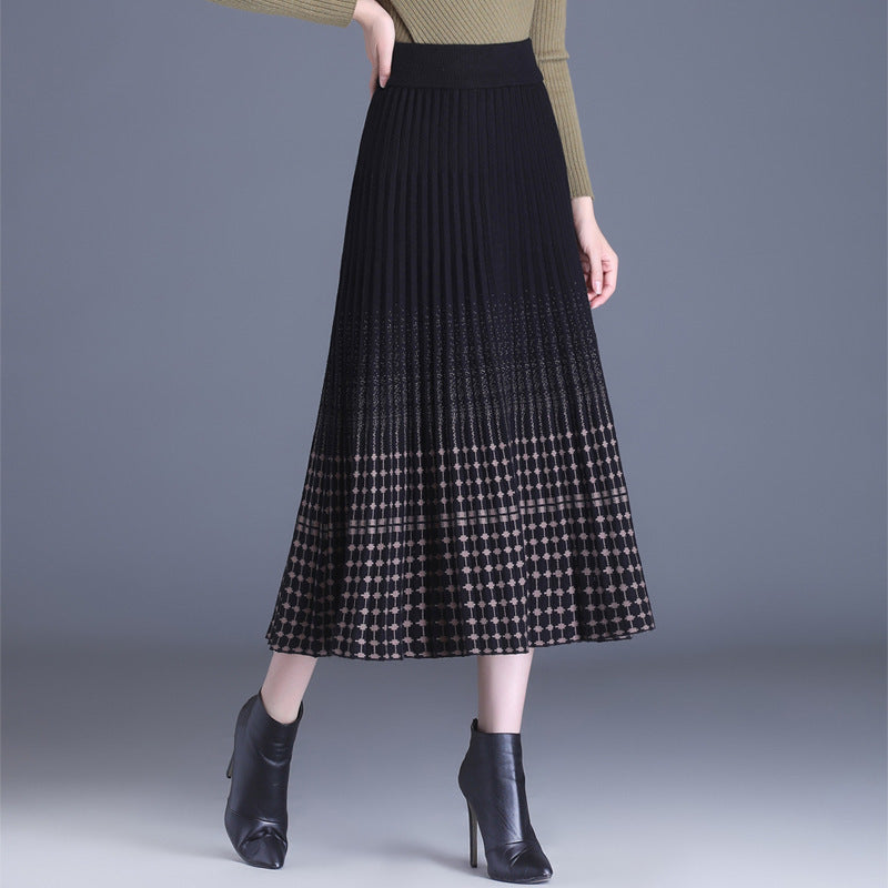 Damen Plissierter Maxirock mit eleganten Muster Echo Archiv