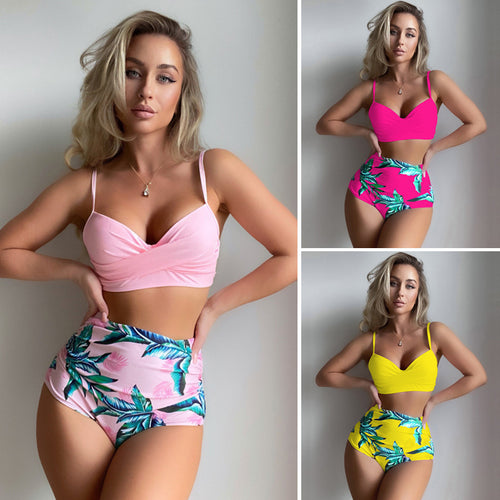 Damen Hoch taillierter Bikini mit kreativem Wickeldesign Echo Archiv
