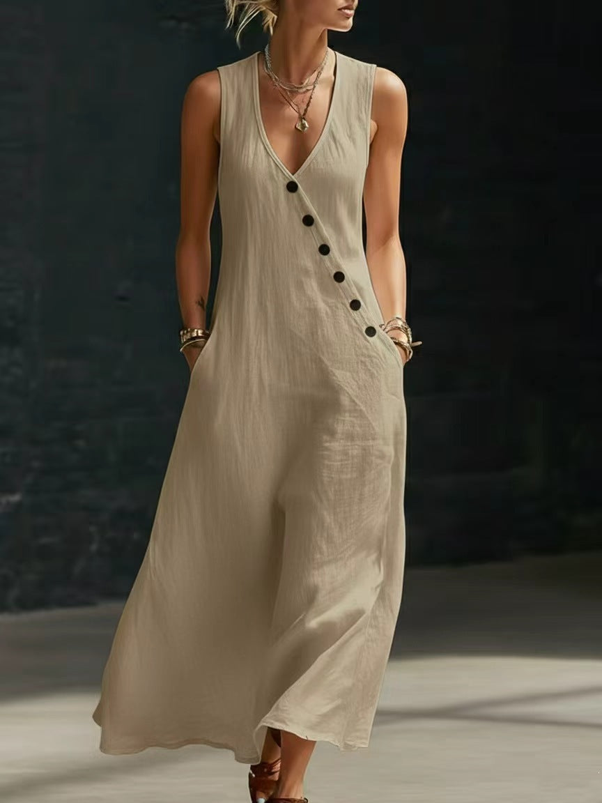 Damen Langarmkleid mit seitlichem Schlitz und Knopfdetails Echo Archiv