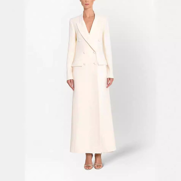 Damen Maxikleid im Blazer‑Stil mit Doppelreiher Echoarchiv
