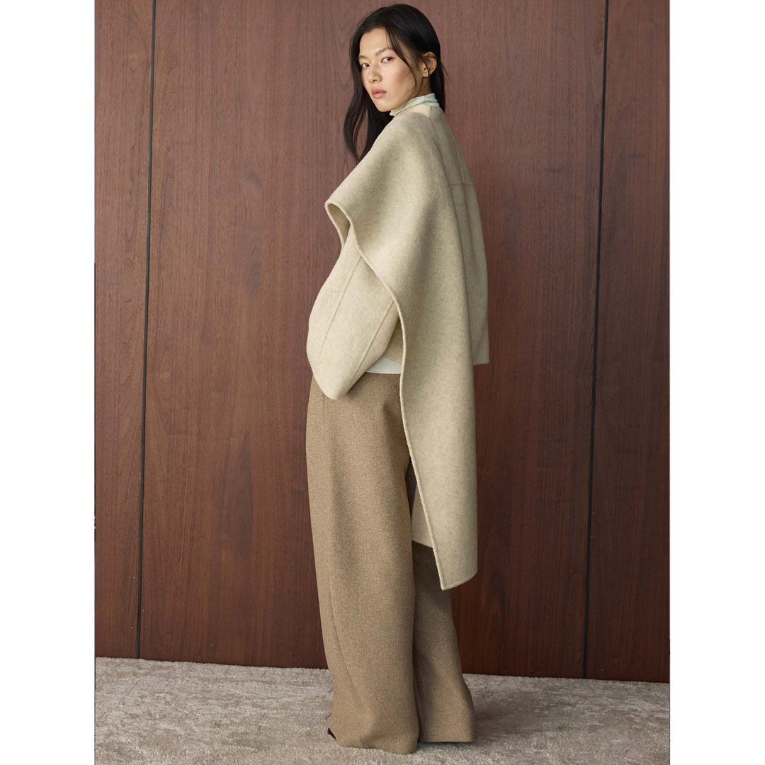 Damen Cape Mantel mit asymmetrischem Überwurf und Wollmix Echoarchiv