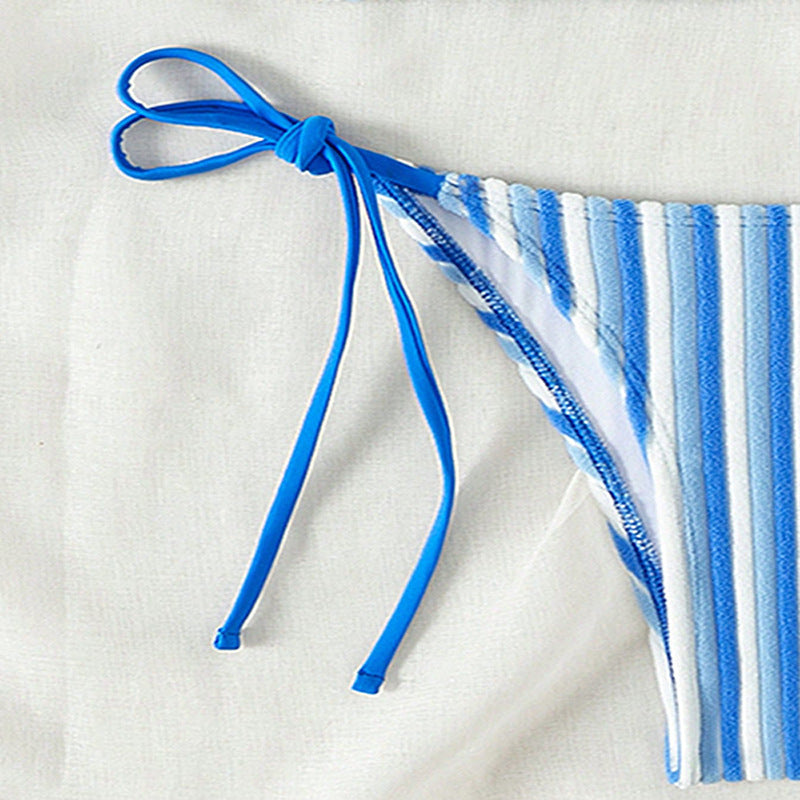 Damen Bikinislip mit verstellbaren Bindebändern und Streifenmuster Echo Archiv