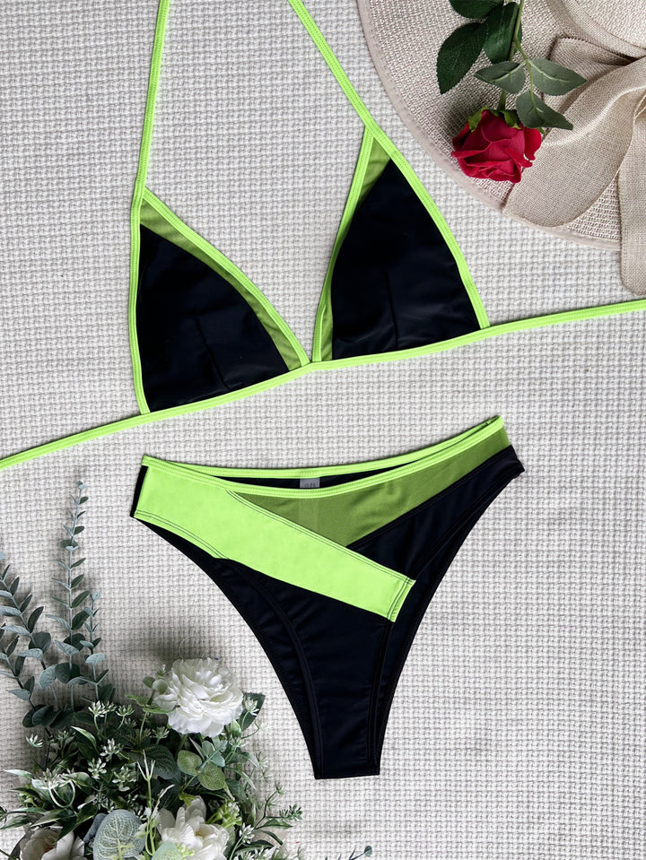 Damen Hoch geschnittener Bikini mit elegantem Farbkontrast Echo Archiv