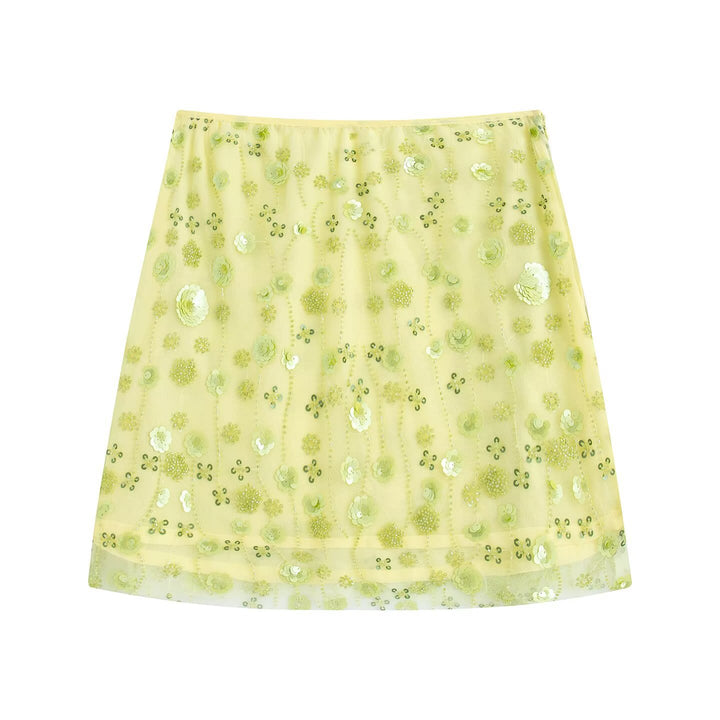 Damen Minirock mit funkelnden Pailletten und floralem Design Echo Archiv