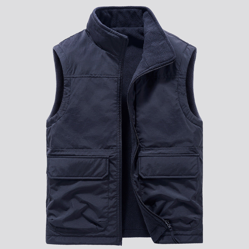 Herren Gefütterte Utility‑Weste mit Fleece‑Innenlage und aufgesetzten Pattentaschen – Taviero
