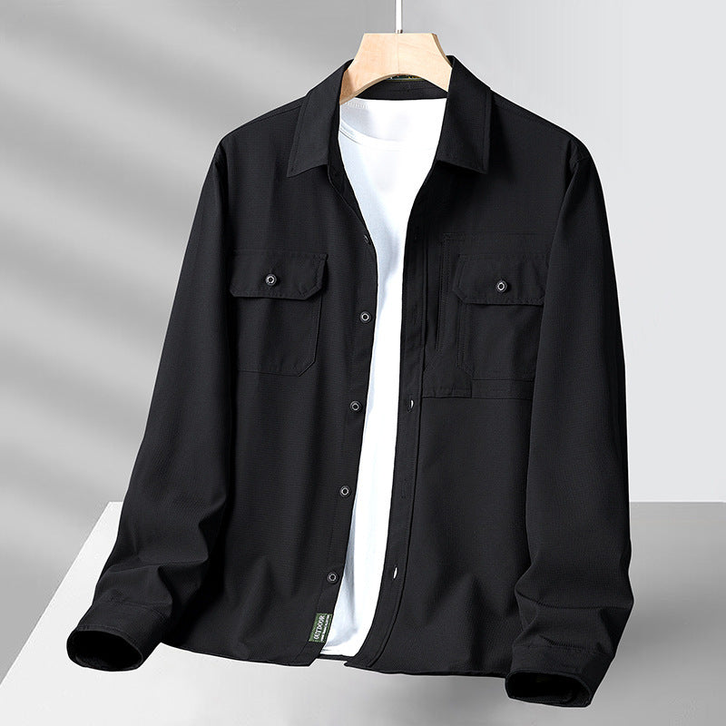 Herren nan strukturiertes Overshirt aus atmungsaktivem Ripstop mit zwei Klappbrusttaschen Echo Archiv