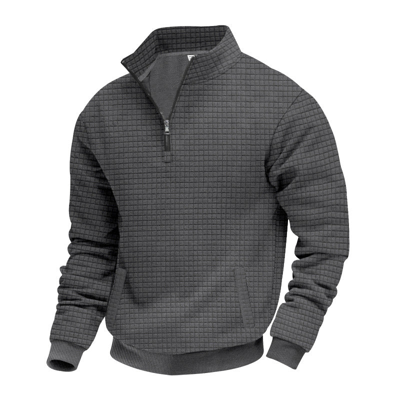 Herren Fleece-Pullover mit elegantem Strukturdesign und halbem Reißverschluss Echoarchiv