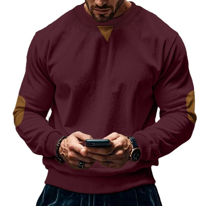 Herren gemütlicher Rundhals Pullover mit Ellbogenpatches Echoarchiv