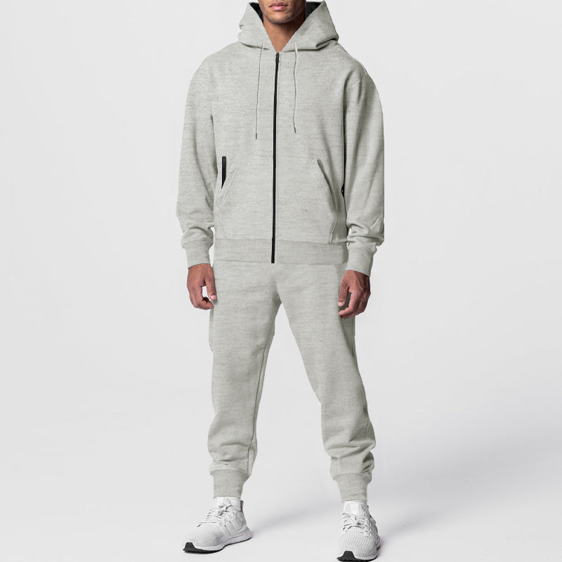 Herren sportliches Hoodie- und Jogginganzug-Set aus weichem Baumwollmix mit seitlichen Reißverschlusstaschen Echoarchiv