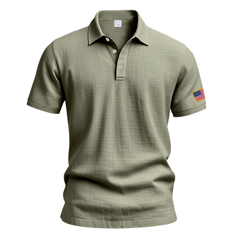 Herren Poloshirt mit modischem USA-Flaggenmotiv und strukturiertem Design Echoarchiv
