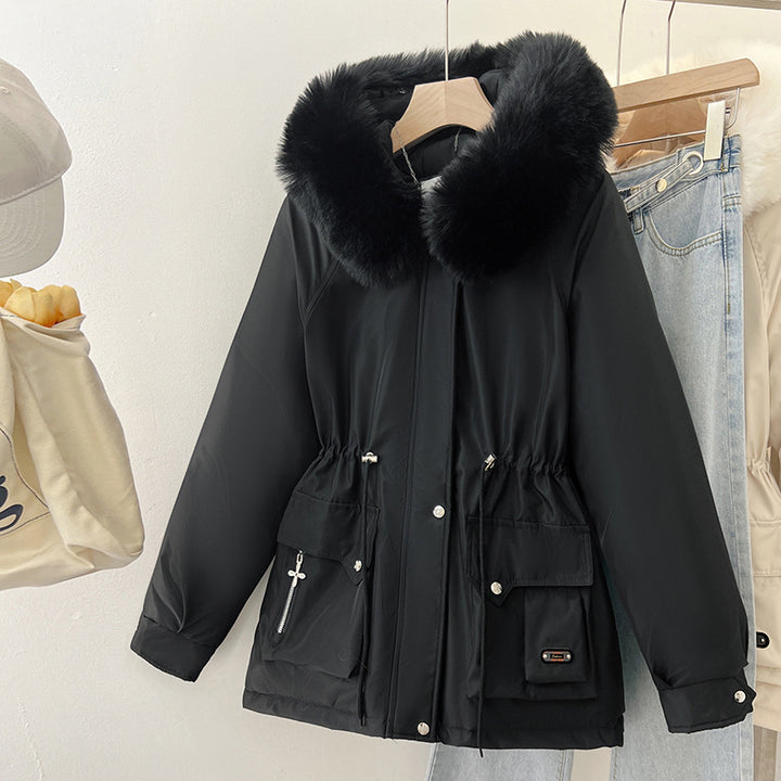 Damen Wattierter Parka mit Tunnelzugtaillierung, Kapuze und voluminösem Kunstfellkragen Echo Archiv