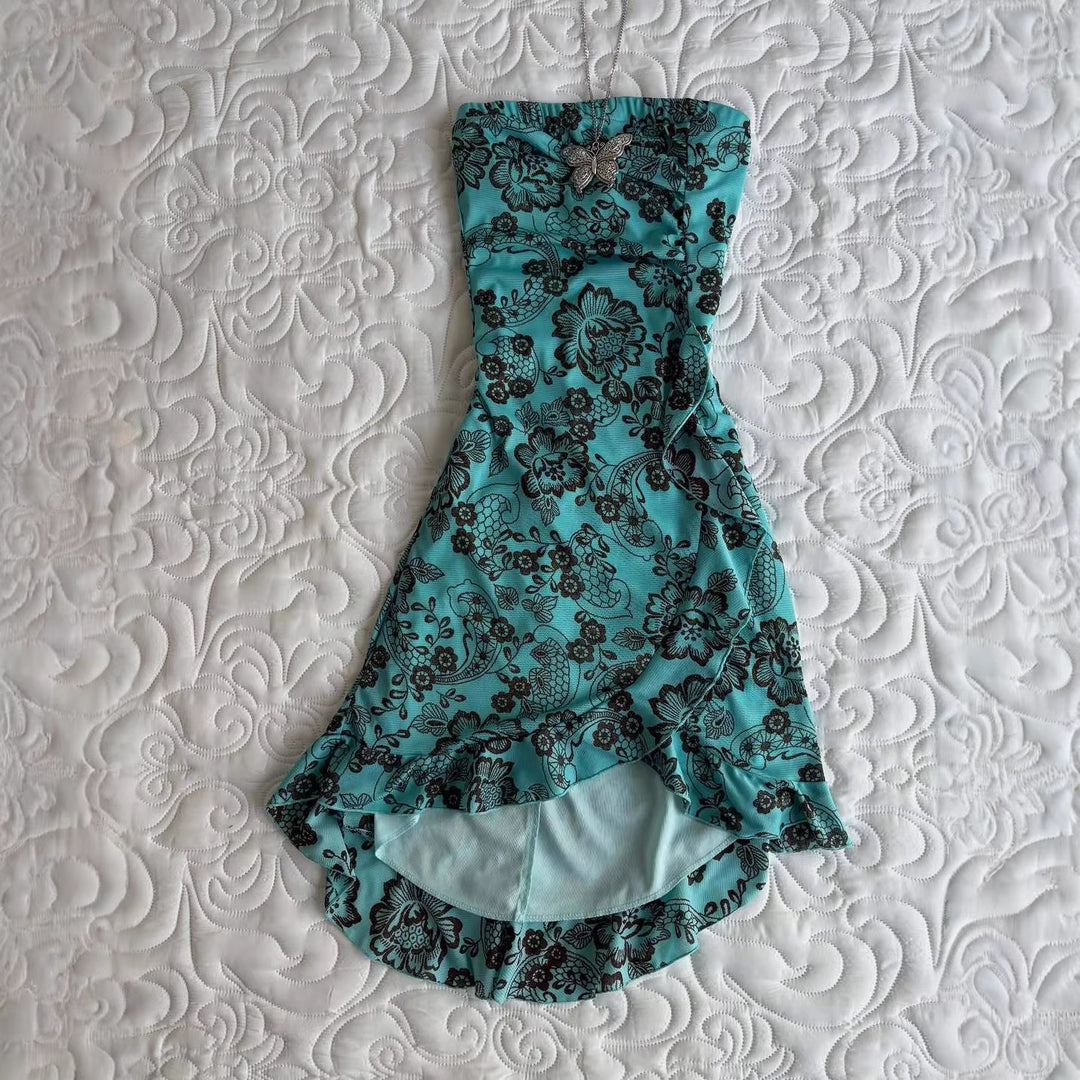 Damen Elegantes bodenlanges Kleid mit floralen Mustern Echo Archiv