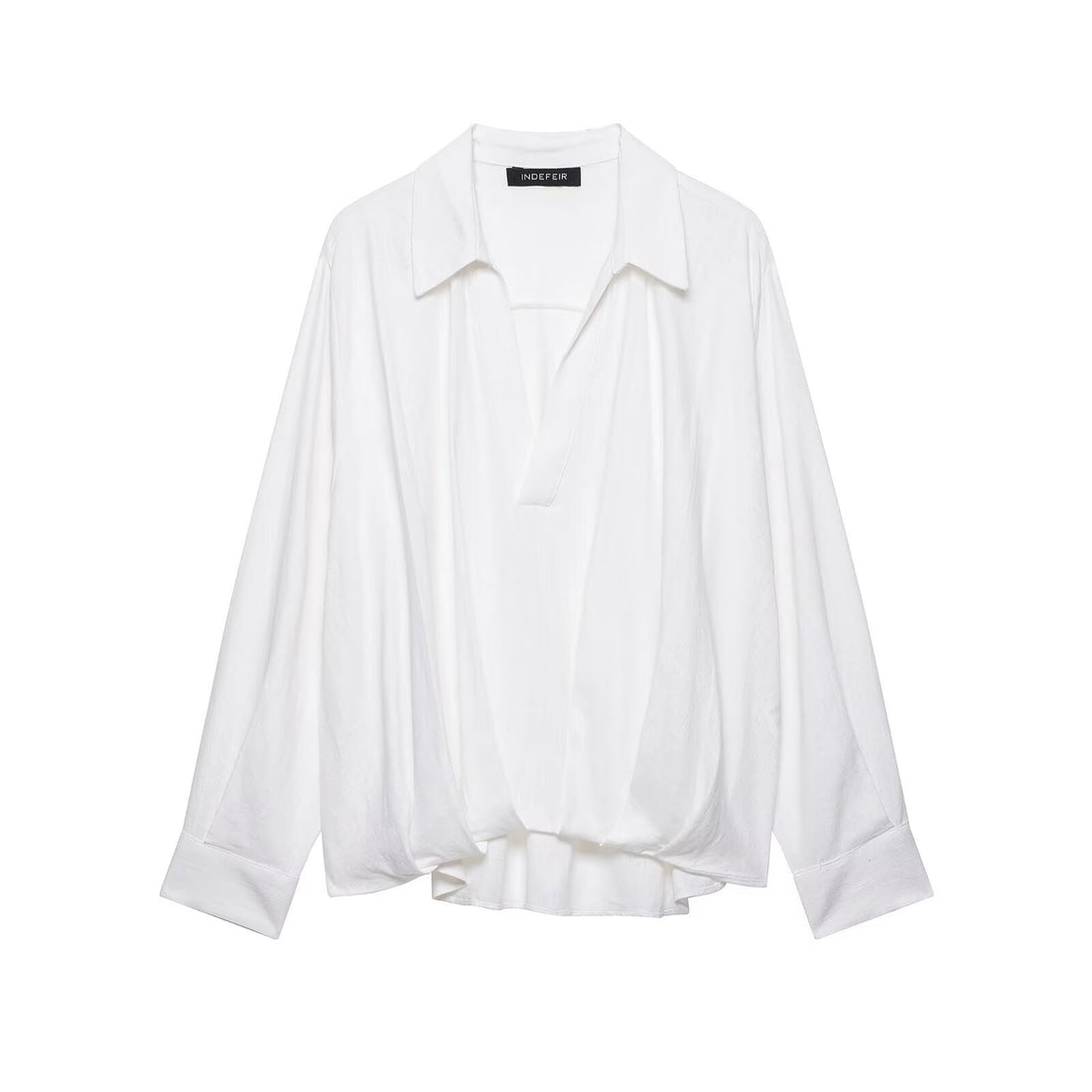 Damen Oversize-Bluse mit weitem Schnitt, tiefem V‑Ausschnitt und elastischem Saum Echo Archiv