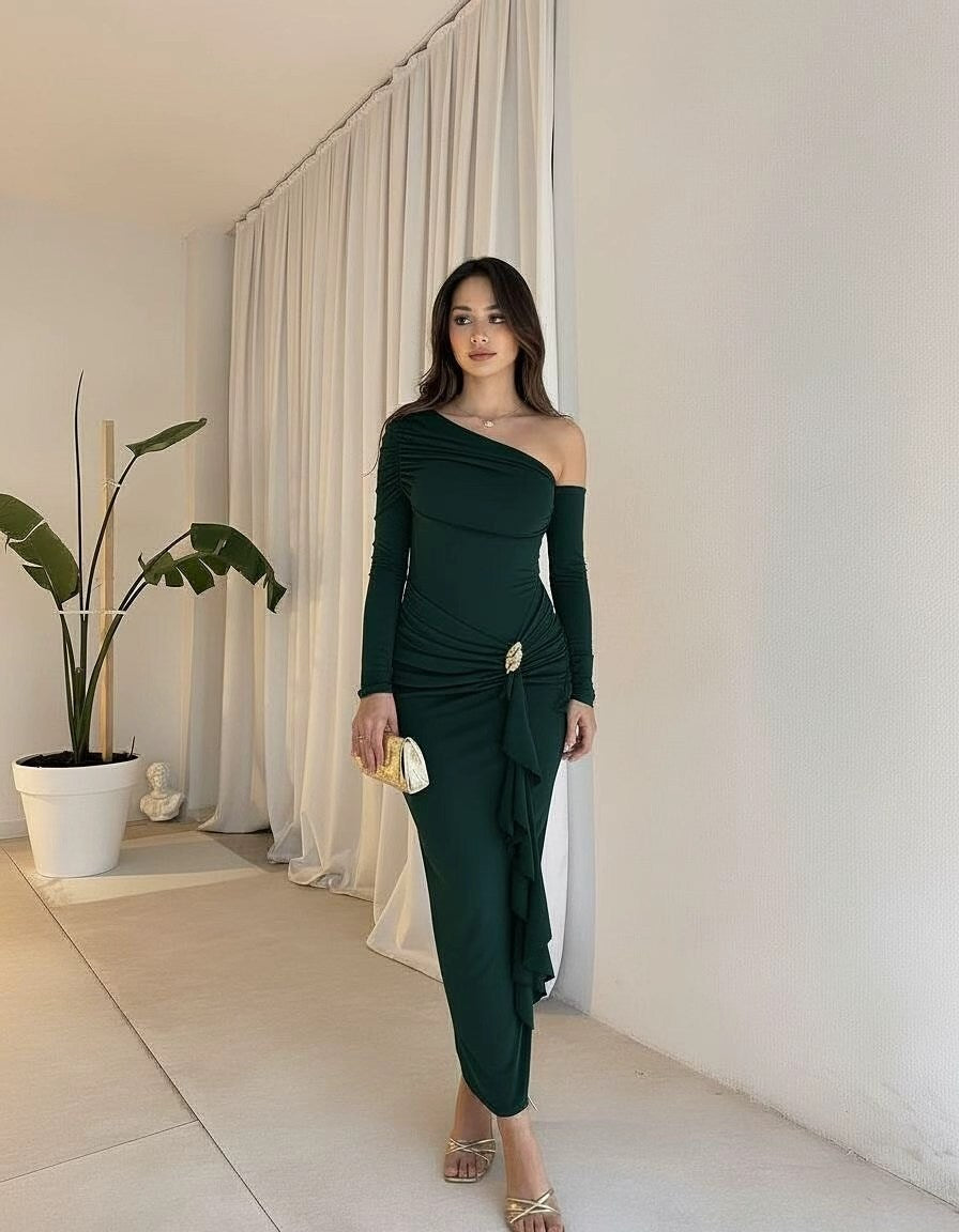 Damen elegantes Wickelkleid mit asymmetrischem Design und raffinierten Drapierungen Echo Archiv