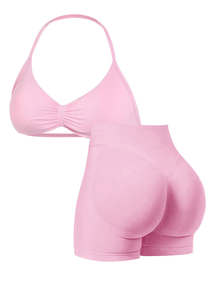 Damen Sport-Bikini-Oberteil mit hoch geschnittenen Shorts und nahtlosem Design Echo Archiv