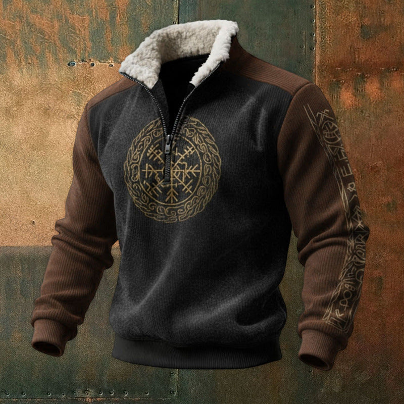 Herren Urbaner Fleece Pullover mit Baum-Motiv Echoarchiv
