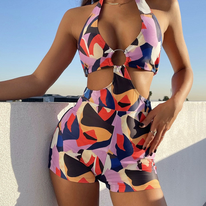Damen Cut-Out Badeanzug mit Halterneck und Ringdetail Echo Archiv