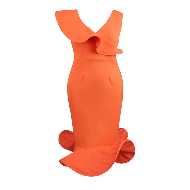 Damen Figurbetontes Kleid mit voluminösem Rüschenelement Echo Archiv