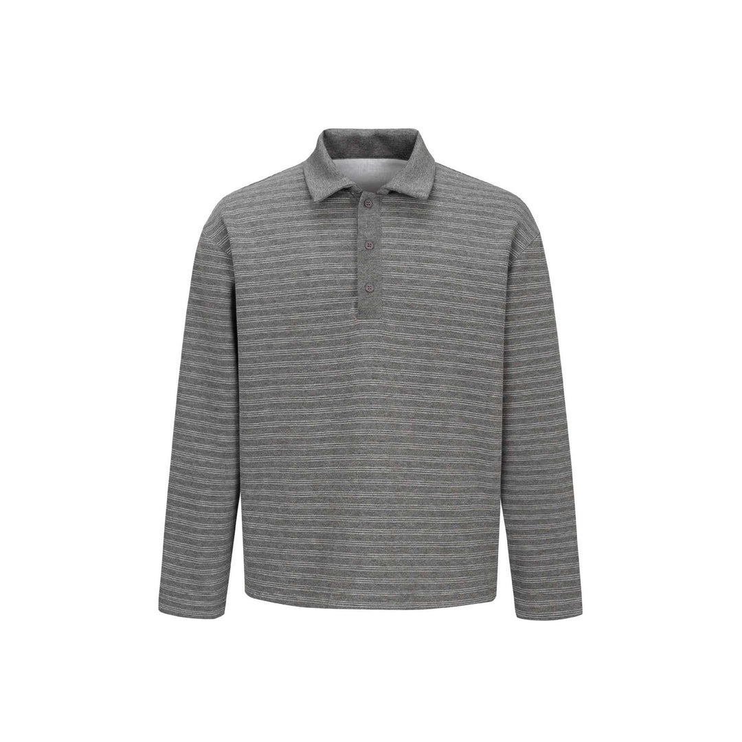 Herren Langarm-Polohemd im Relaxed‑Fit mit feinem Streifenstrick Echoarchiv