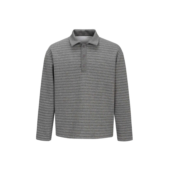 Herren Langarm-Polohemd im Relaxed‑Fit mit feinem Streifenstrick Echoarchiv